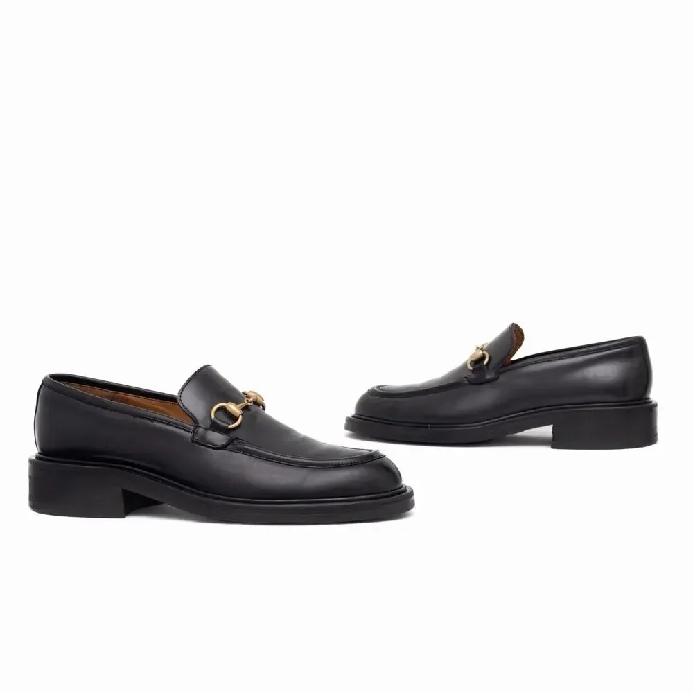 VTG GUCCI Tom Ford Era Black Leather Horsebit Loafers Old Money EU 41 US 8 D